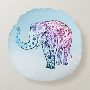 Coussins Ronds Eléphant floral mou