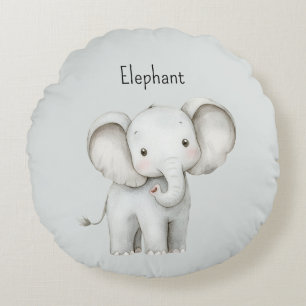 Coussins Ronds Éléphant Gris Mignon