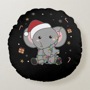 Coussins Ronds Eléphant Noël Neige Hiver Animaux Eléphants A