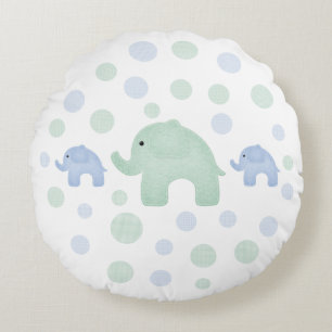 Coussins Ronds Eléphants Bleu Vert À petits pois Nourriture