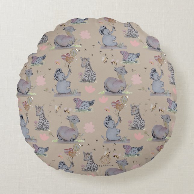 Coussins Ronds "Eleze Elephant & Polka Hen" Boganhues (Devant)
