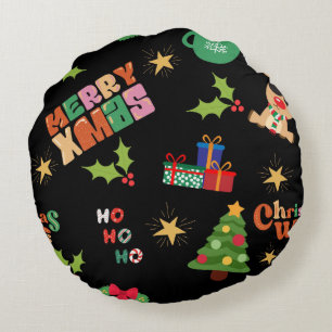 Coussins Ronds Emballage cadeau de Noël de style mosaïque
