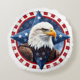 Coussins Ronds Emblème d'aigle patriotique audacieux