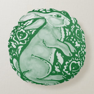 Coussins Ronds Emerald Green Lapin Lapin Lièvre Cottagecore 