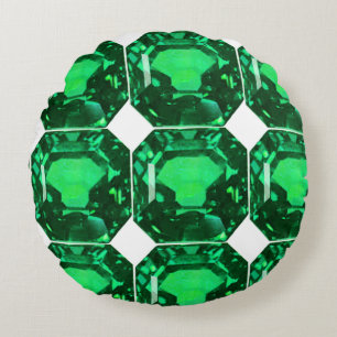 Coussins Ronds Émeraude Motif verte