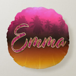 Coussins Ronds Emma prénom Golden pink Oreillers