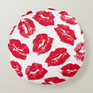 Coussins Ronds Empreinte Kiss Lèvres rouges : Vintage sans fil
