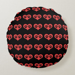 Coussins Ronds Empreintes de pattes dans mon coeur par Shirley Ta