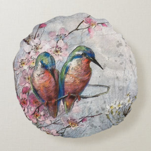 Coussins Ronds En Attente De L'Oiseau De Surfeur Kingfisher