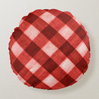 Coussins Ronds En vichy rouge vif : texture rapprochée.