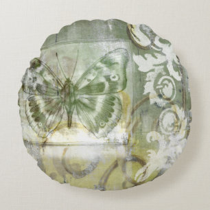 Coussins Ronds Encart vert de papillon avec la porte de