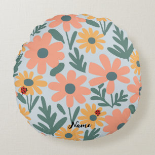 Coussins Ronds Enfants Cute Ladybug Polka dot Daisy Flower Motif