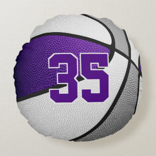 Coussins Ronds équipe de basket violet gris couleurs décor sporti