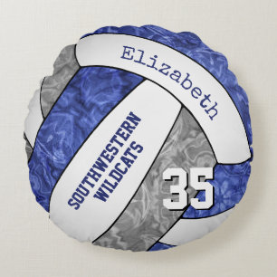 Coussins Ronds équipe de volley-ball des filles blanches bleues