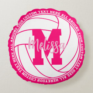 Coussins Ronds Équipe de volley-ball personnalisée Filles Rose