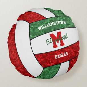 Coussins Ronds Esprit d'équipe de volley-ball des filles vertes r