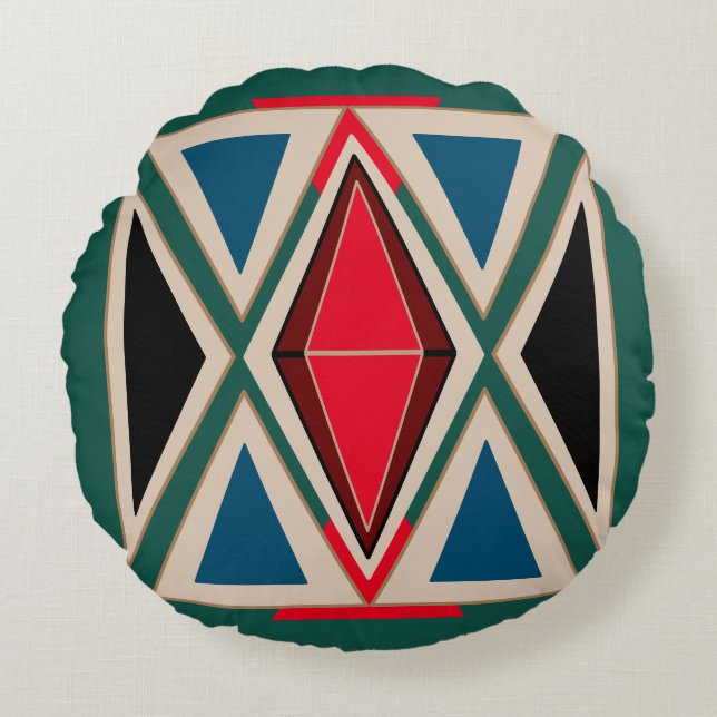 Coussins Ronds Ethno-Green Boho (Devant)