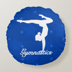 Coussins Ronds Étoiles bleues de fille de gymnastique