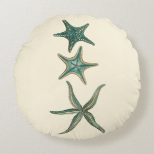 Coussins Ronds Étoiles de mer triples bleu vert
