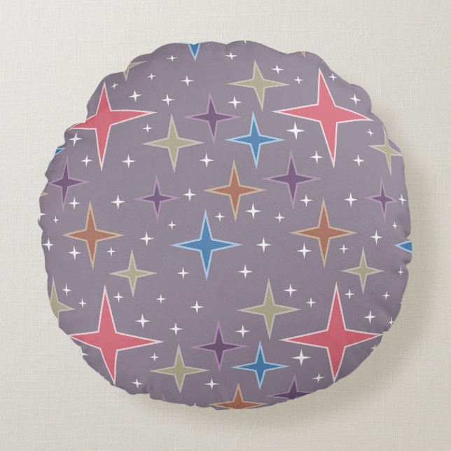Coussins Ronds Étoiles du Moyen-siècle de l'âge atomique (Devant)