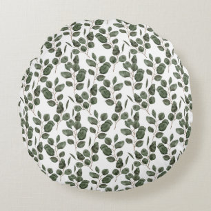 Coussins Ronds Eucalyptus Verdure Botanique Vert Blanc tendance