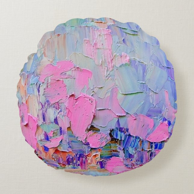 Coussins Ronds Expressive embossed paint on canvas, created using (Devant)