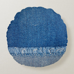 Coussins Ronds Fabric Blue Jeans Arrière - plan, texture Denim