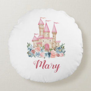 Coussins Ronds Fairytale Castle Enfants Nom Couleurs douces Flora