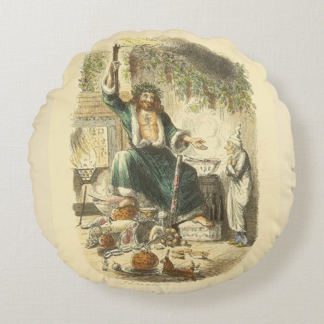 Coussins Ronds Fantôme de Noël Présent Scrooge (Devant)