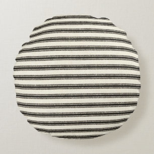 Coussins Ronds Farmhouse Black Ticking