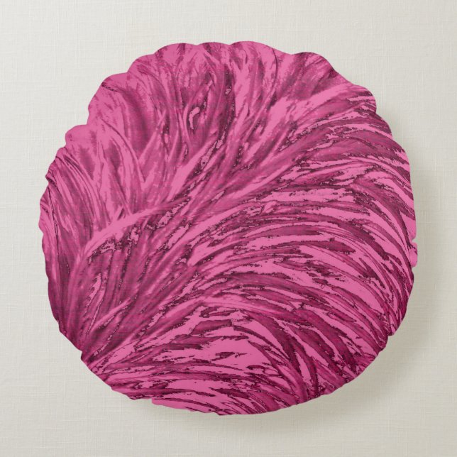 Coussins Ronds Faux Ostrich Texture Effet Design-Rose (Devant)
