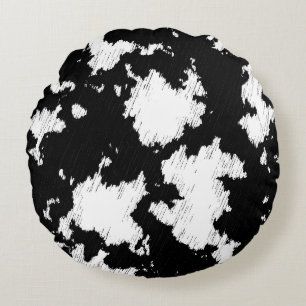 Coussins Ronds Faux Vache Impression noir et blanc