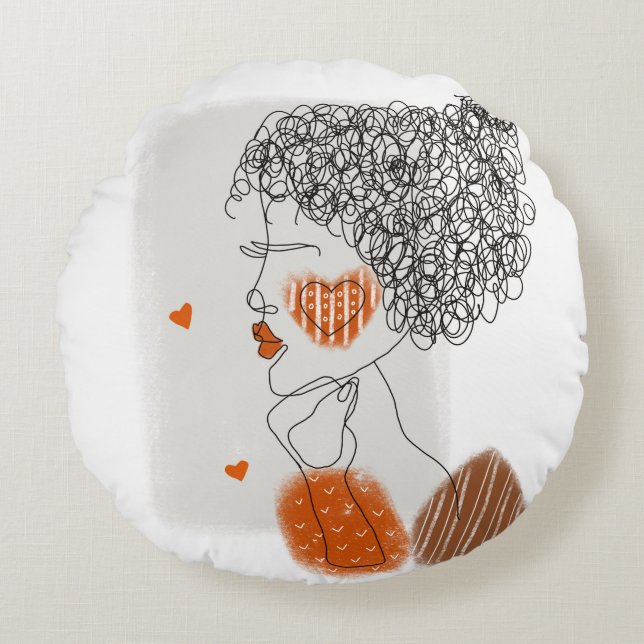 Coussins Ronds Femme de mode : Lignes noires Graphiques (Devant)