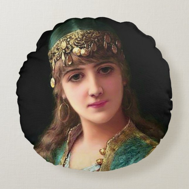 Coussins Ronds Femme tzigane victorieuse élégante boho bellydance (Devant)