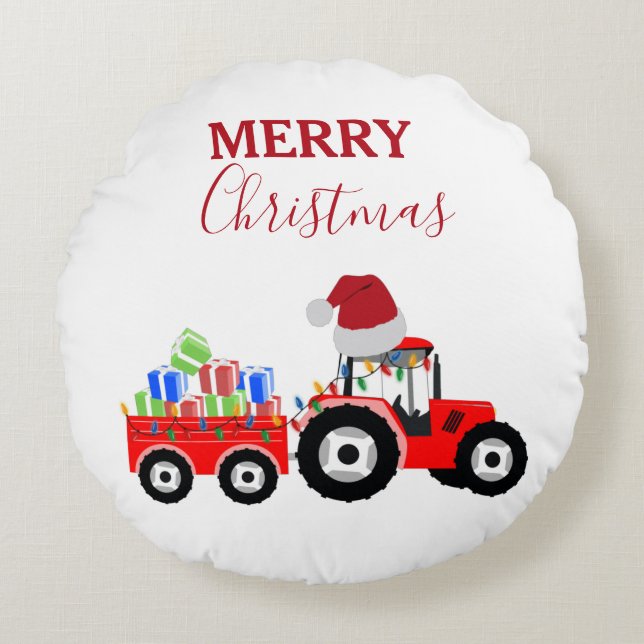 Coussins Ronds Ferme de camions Red Christmas Truck (Devant)