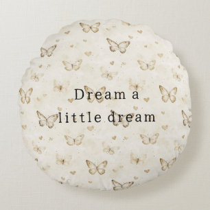 Coussins Ronds Fête de Bébé Papillons Crème Cœurs