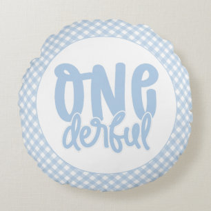 Coussins Ronds Fête du 1er anniversaire Mignonne Pastel Bleu Oned