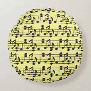 Coussins Ronds Feuille de musique Motif jaune
