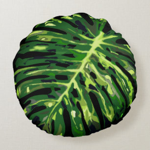 Coussins Ronds Feuille Monstera Tropical - Choisissez/ajoutez vot