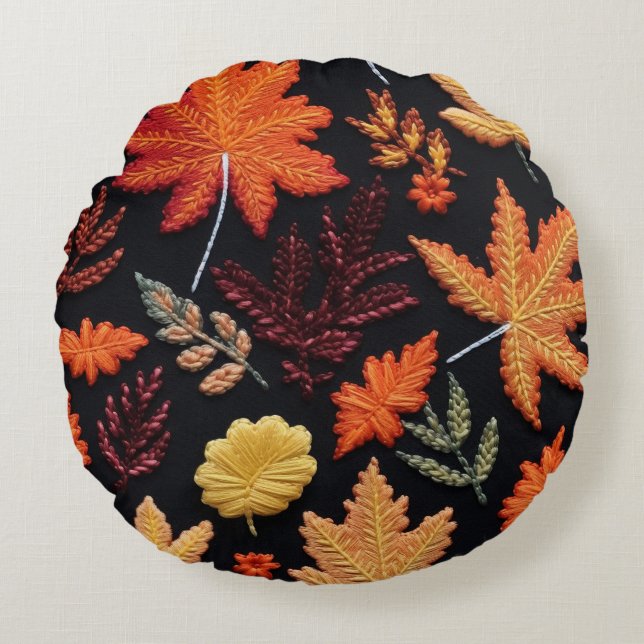 Coussins Ronds Feuilles d'automne (Devant)