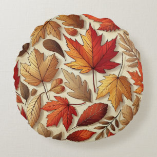 Coussins Ronds feuilles d'automne classiques