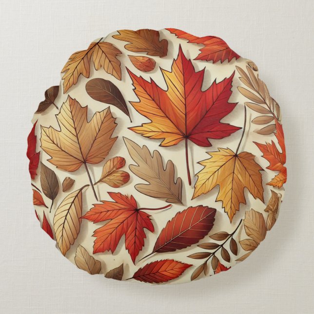 Coussins Ronds feuilles d'automne classiques (Devant)