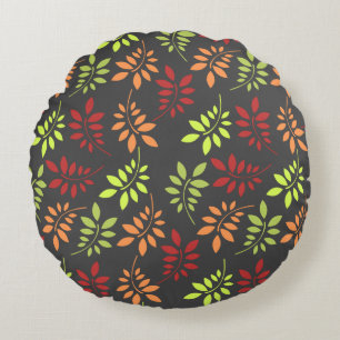 Coussins Ronds Feuilles d'automne colorées aux tons chauds