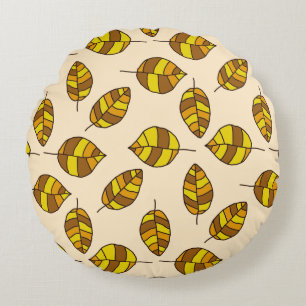 Coussins Ronds Feuilles d'automne Motif de feuilles jaunes ajusta