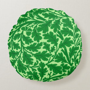 Coussins Ronds Feuilles de chêne de William Morris, vert émeraude
