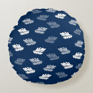 Coussins Ronds Feuilles de la marine Blue Antique Motif