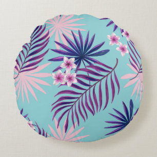Coussins Ronds Feuilles tropicaux et fleurs 2