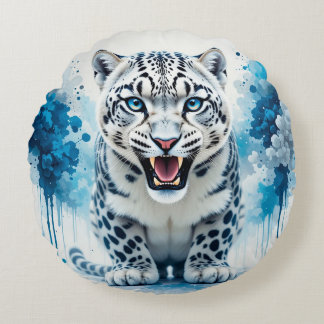 Coussins Ronds Fierce White Leopard
