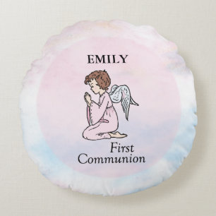 Coussins Ronds Fille, ange de première communion