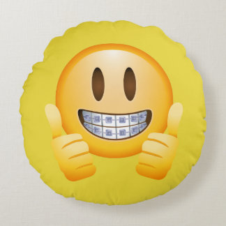 Coussins Ronds fille d'emoji de croisillons de pouces avec des